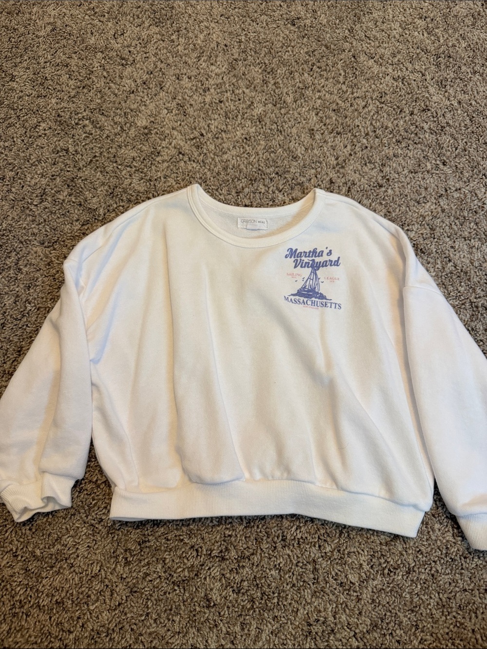 Martha's Vineyard White Graphic Crew Sweatshirt - Kids